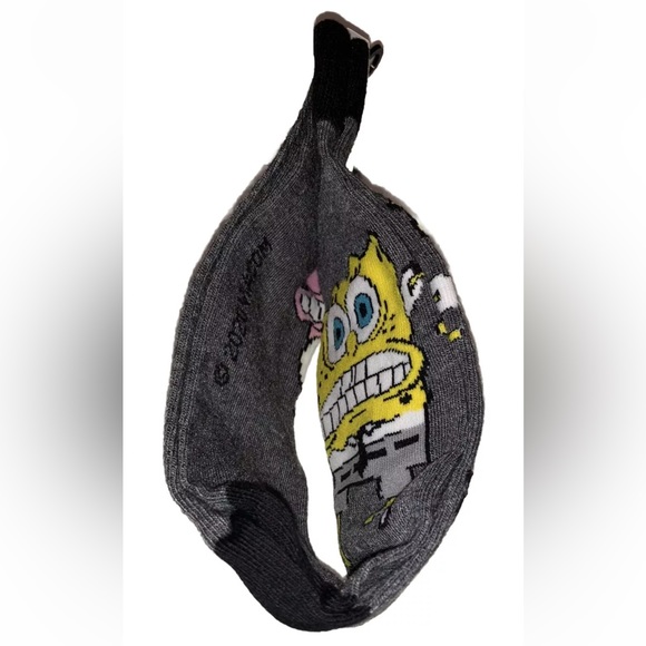 SpongeBob & Patrick Crew Socks 1 Pair Men 6.5-12 Gray Yellow Pink w Bob Pat NEW! - Picture 8 of 11